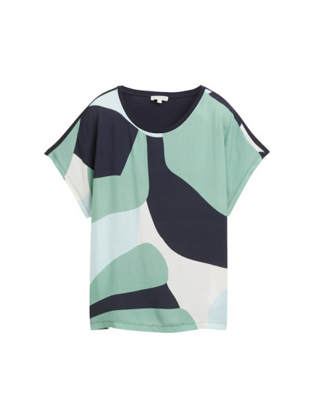 T-Shirt im Material-Mix