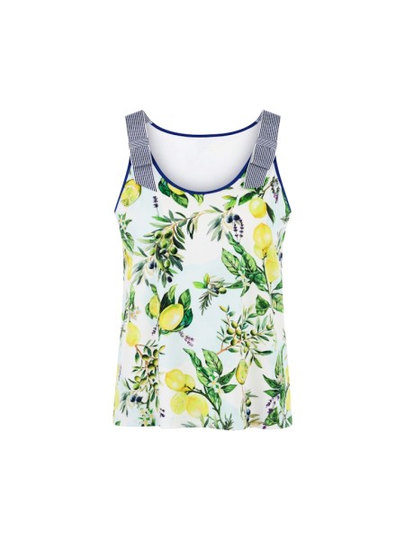 Baumwollstretch-Top mit Zitronen-Print