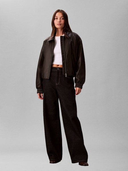 FAUX LEATHER INSULATED BOMBER