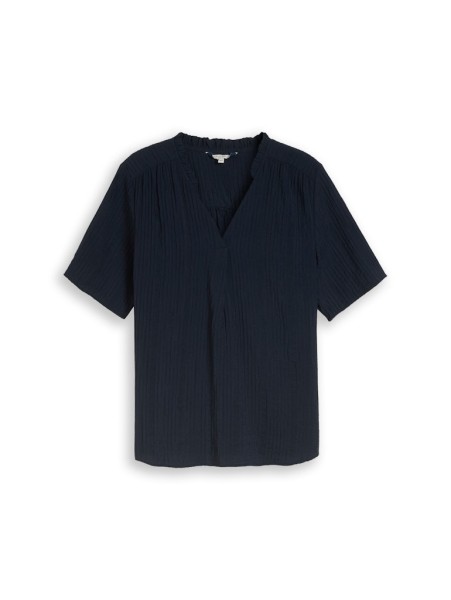 Plus Size - Crinkle Bluse mit V-Ausschnitt