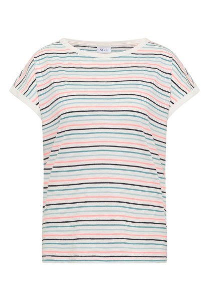 T-Shirt mit Boat Neck und Turn-Up-Detail