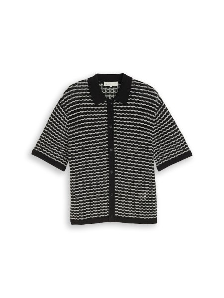 Strick-Poloshirt mit Lochmuster