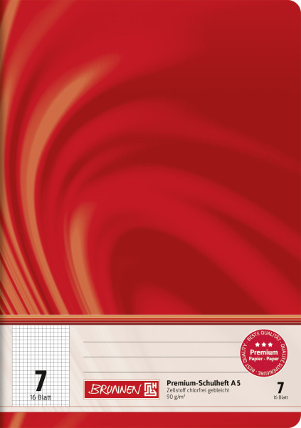 Brunnen 104570702 Schulheft A5 Vivendi Lineatur 7, große Kästchen,16 Blatt