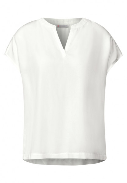 Split Neck Bluse in Unifarbe