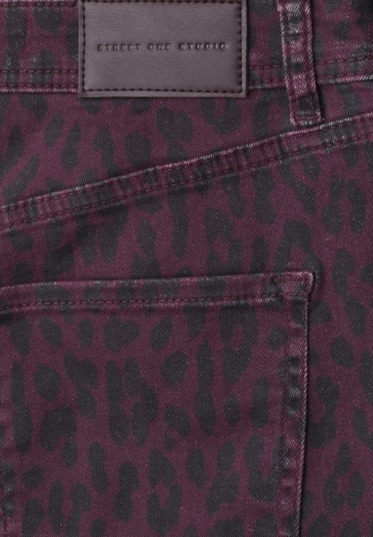 High Waist Barrel Leg Jeans mit Leo-Print