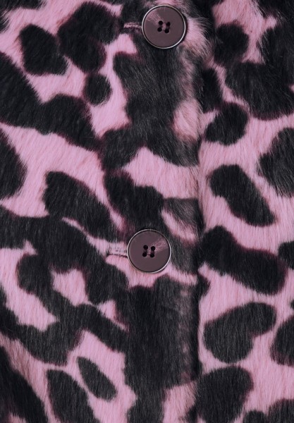 Fake Fur Weste mit Rundhals und Print