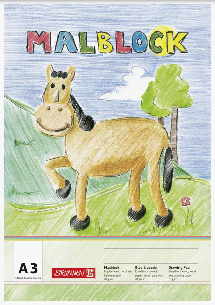 Brunnen 1047304 Malblock (A3, 70 g/m², kopfverleimt)