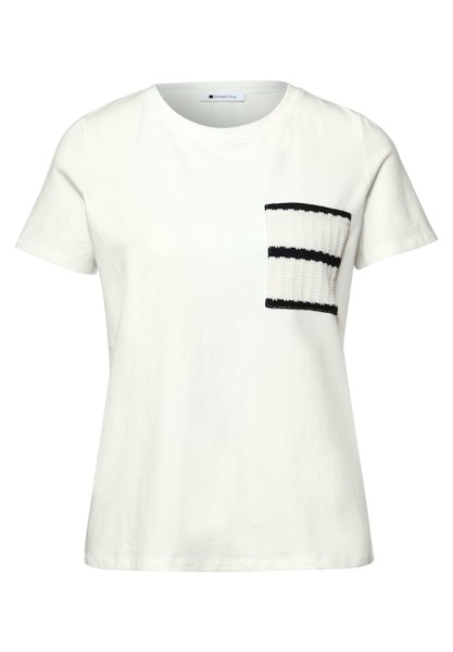 Kurzarm Shirt mit Streifen-Tasche