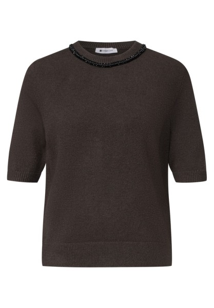 Kurzarm Pullover mit Schmuckdetail