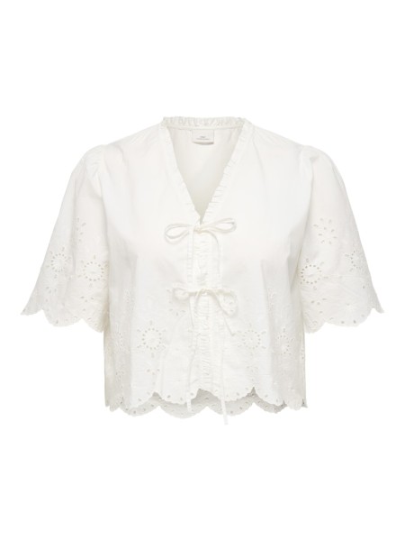 CARMIFFY S/S EMB TIE TOP OS WVN