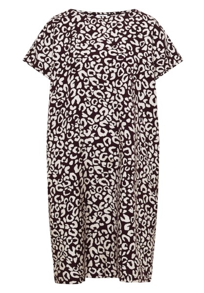 Knielanges Kleid aus Leinenmix mit Print