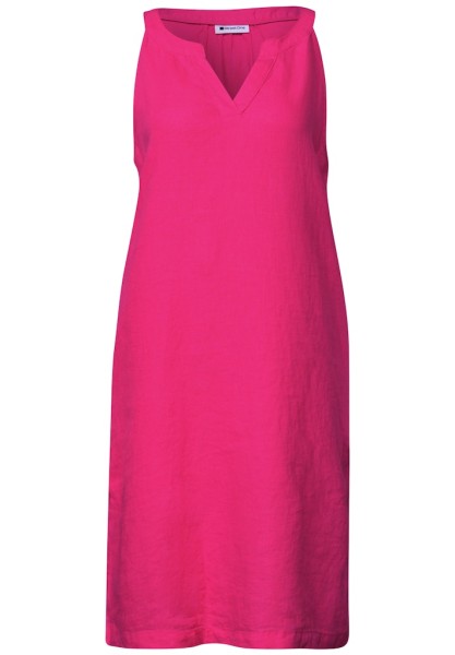 Knielanges Kleid mit Split Neck aus Leinen