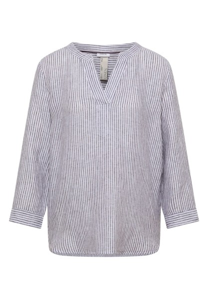 3/4-Arm Bluse mit Split Neck aus Leinen