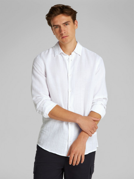 LINEN COTTON STRIPE L/S SHIRT