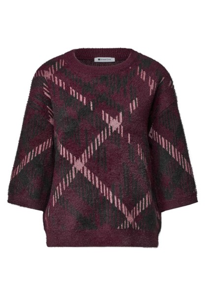 Kurzarm Pullover mit Rundhals und Muster