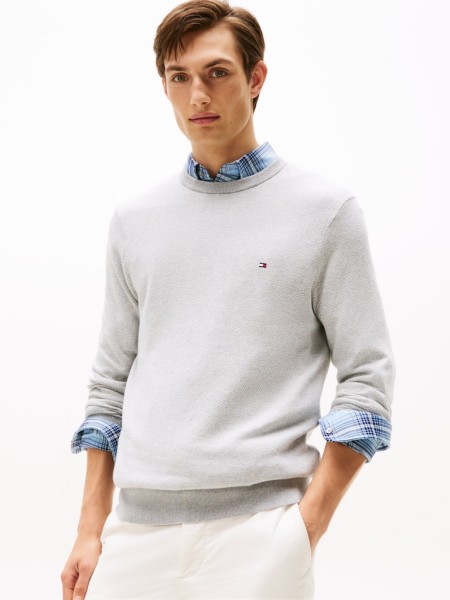 PIMA CTN CASH HERRINGBONE CREW