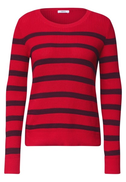 Langarm Pullover mit Rundhals und Streifen