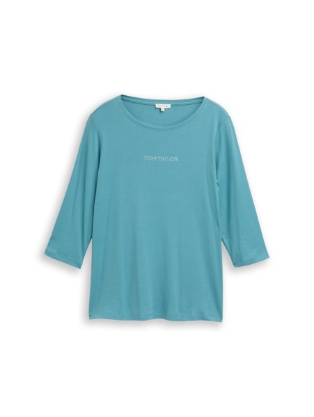 Plus Size - Slim Fit Langarmshirt mit Glitzer-Logo