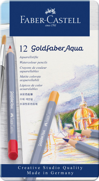 Faber-Castell 114612 Goldfaber Aqua Aquarellstift, 12er Metalletui
