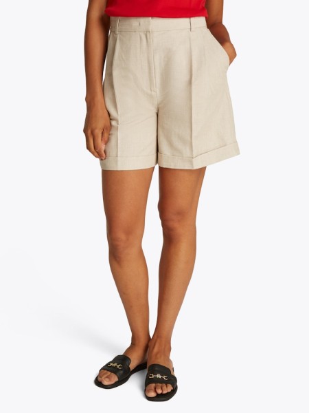 LINEN MIX PLEATED SHORT