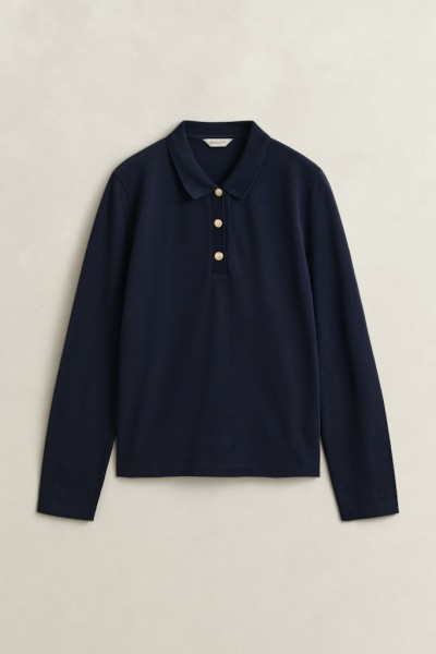 Langärmliges Piqué-Poloshirt