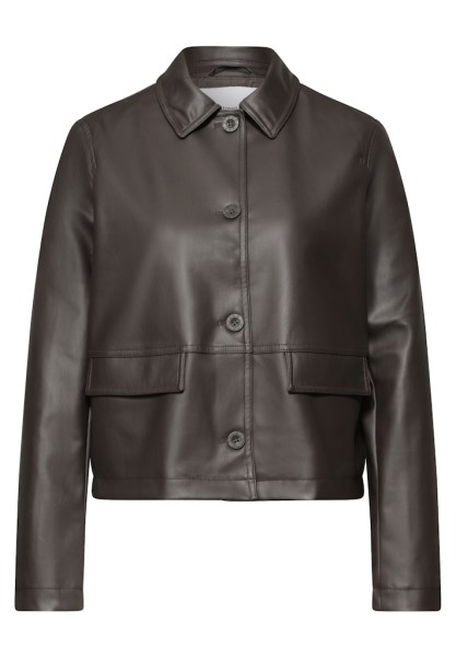 Jacke im Leder-Look mit Knöpfen