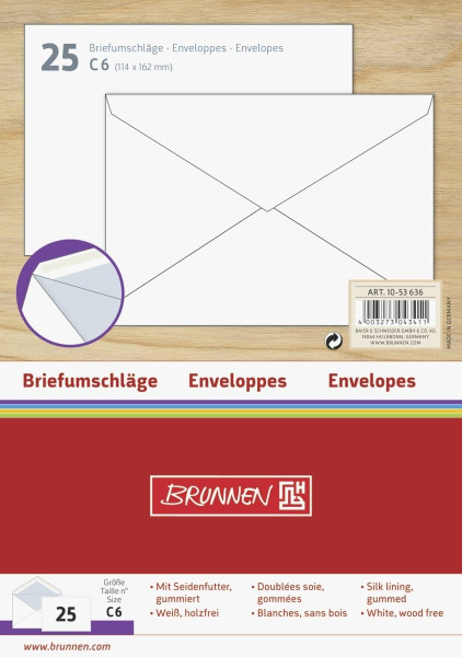 Brunnen 1053636 Briefumschlag, C6, ohne Fenster, 25 Stück