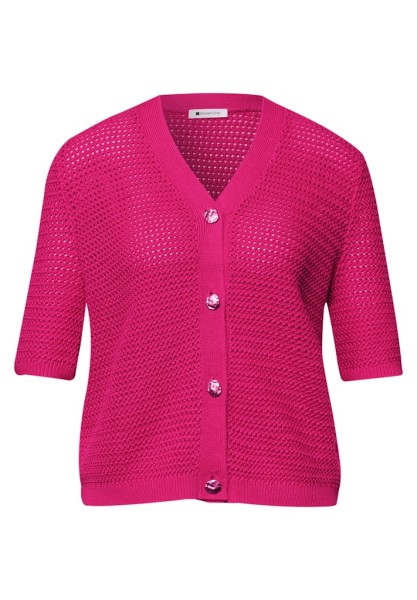 Kurzarm Cardigan mit V-Neck und Struktur