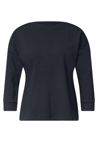 3/4-Arm Shirt mit Rippstrukturdetails