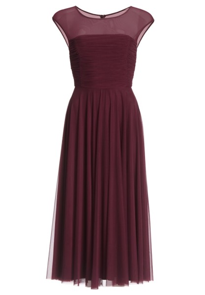 Cocktailkleid aus Mesh mit geraffter Korsage