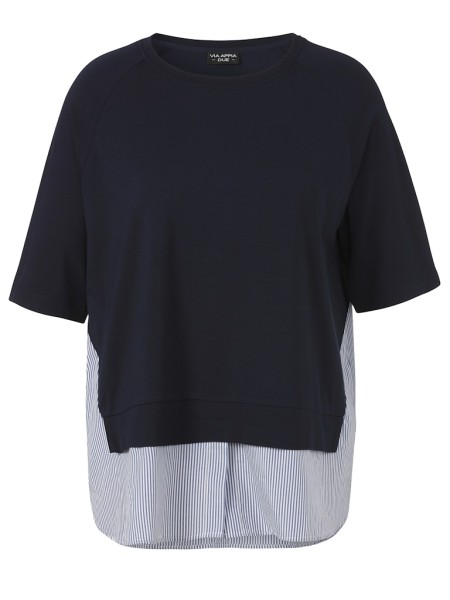 Sweatshirt Rundhals 1/2 Arm Bluseneinsatz