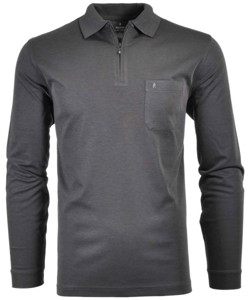 Softknit-Poloshirt mit Reissverschluss, Langarm