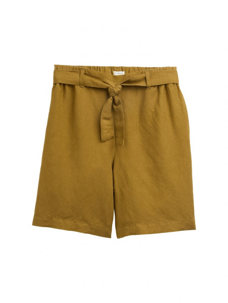 Loose Straight Bermuda Shorts mit Leinenanteil