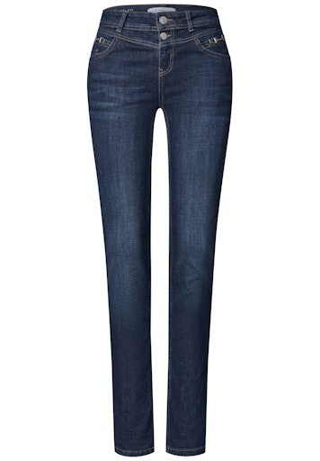Mid Waist Slim Leg Jeans mit Dekodetail