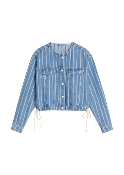 Gestreifte Boxy-Jeansjacke cropped