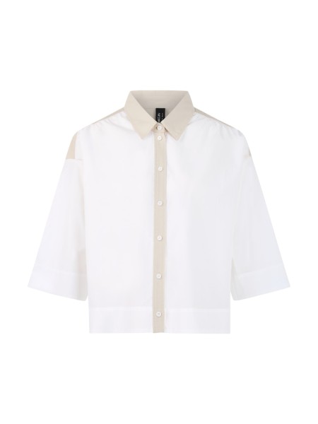 Baumwoll-Kurzbluse mit Kontrast-Details