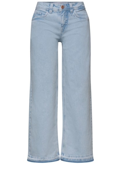 Mid Waist Wide Leg Jeans mit Ziersaum