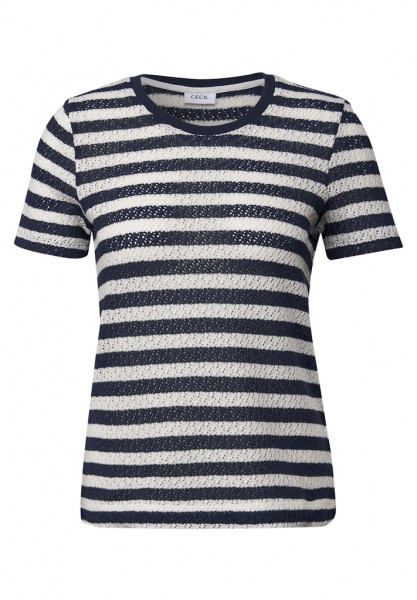 Gestreiftes Ajour T-Shirt