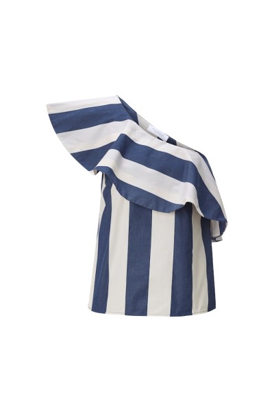 One Shoulder Striped Blouse