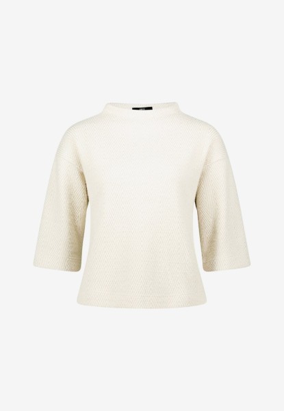 Damen Sweatshirt 3/4 Arm mit Fischgrätmuster