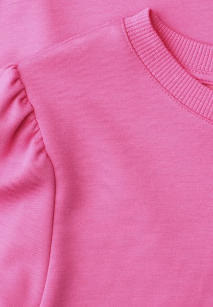 T-Shirt in Unifarbe mit Raffung