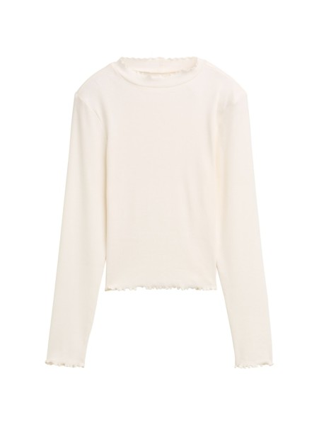 Cropped Langarmshirt mit Rippstruktur