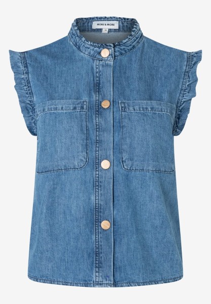 Jeansbluse mit Rüschenärmeln