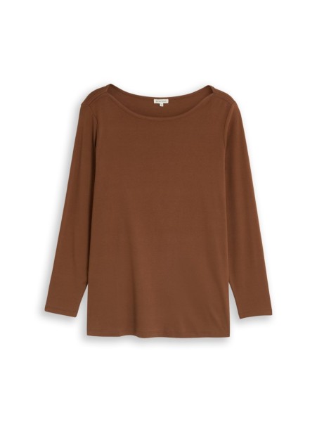 Plus Size - Slim Fit Langarmshirt mit U-Boot-Ausschnitt