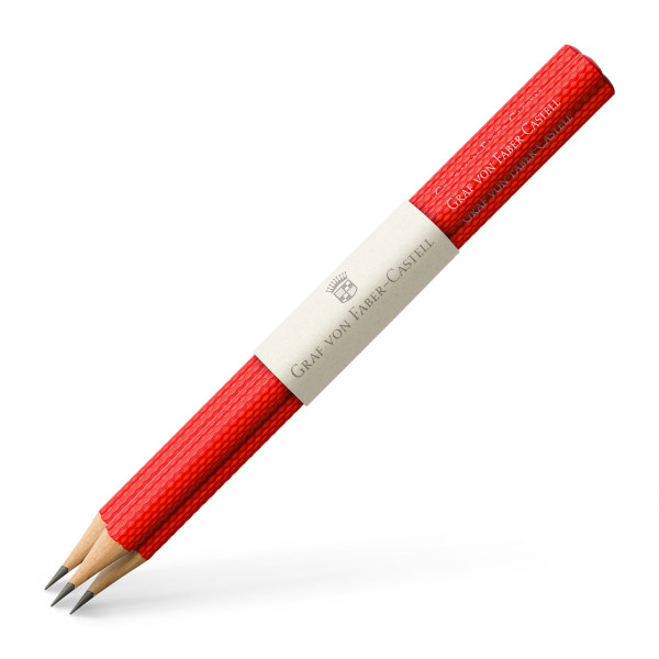 Faber-Castell 118632 3 holzgefasste Bleistifte Guilloche, India Red