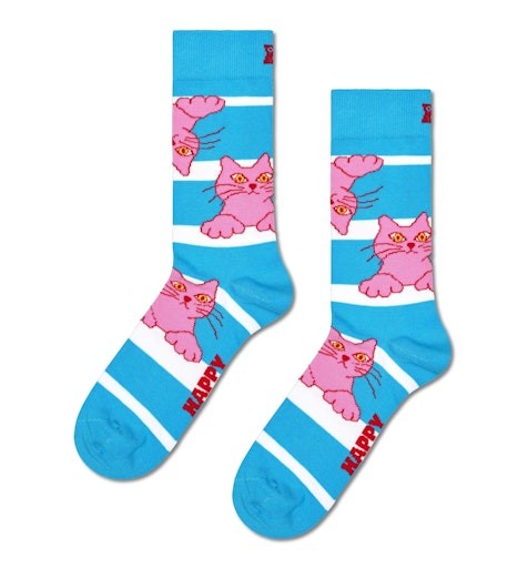 Cat On Stripe Sock