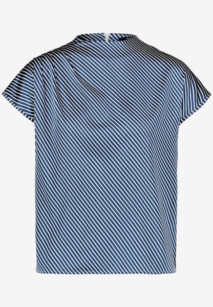 Satinbluse gestreift mit Stehkragen