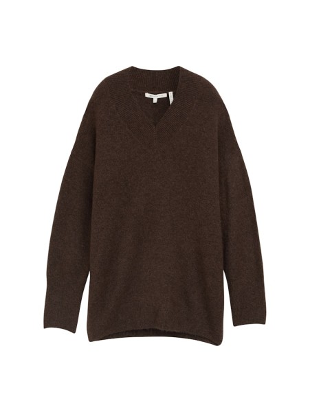 Longstyle Strickpullover mit V-Ausschnitt