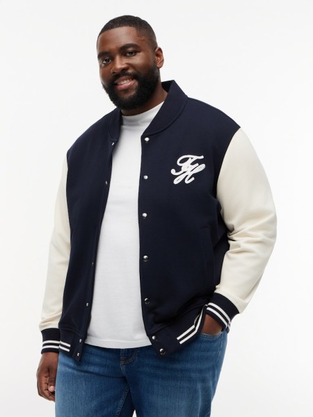 Plus Logo Appliqué Colour-Blocked Bomber Jacket