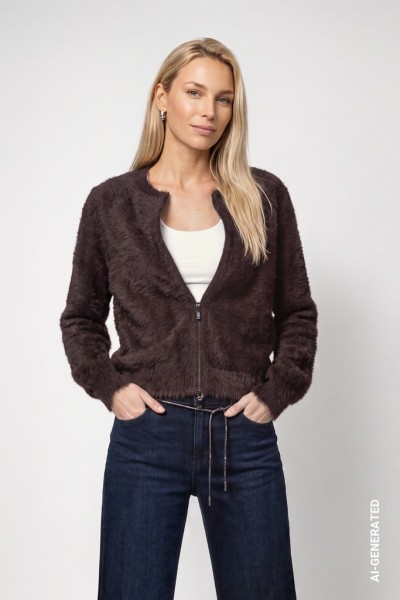 Strickjacke mit flauschiger Haptik